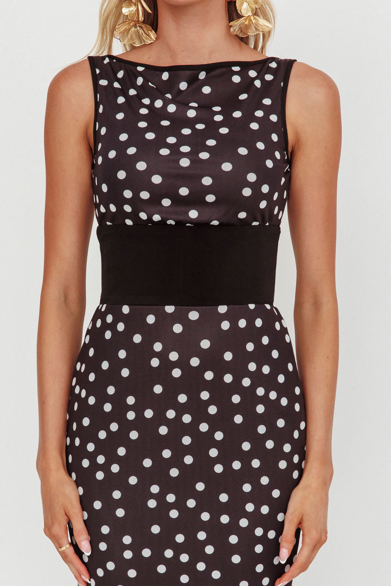 Elza Scoop Back Maxi Dress Spot Black