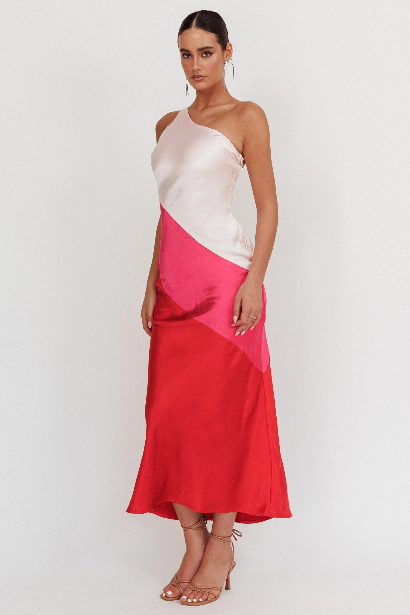 Swipe Right One-Shoulder Maxi Dress Pink
