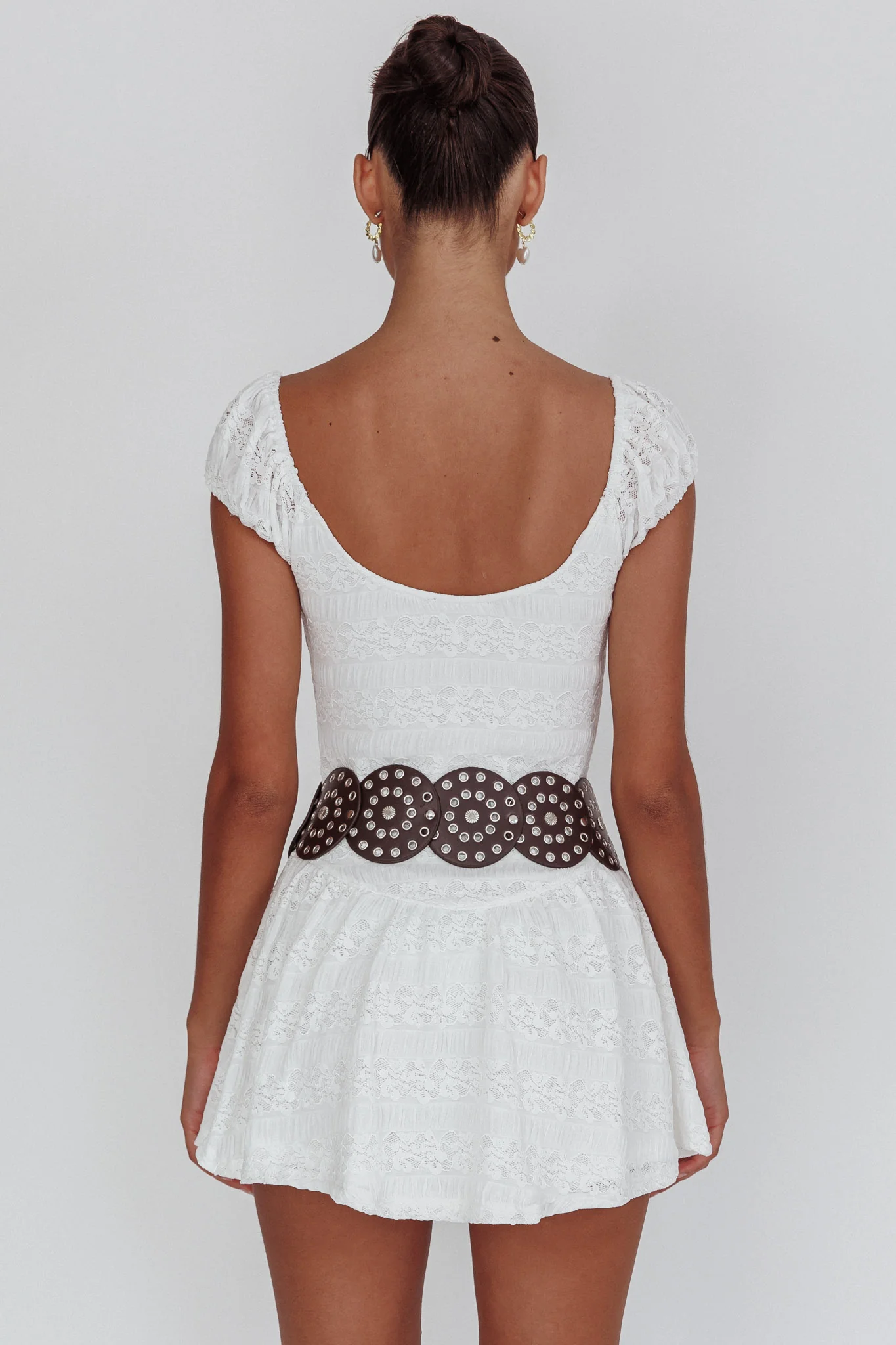 Mirela Cap Sleeve Lace Mini Dress White