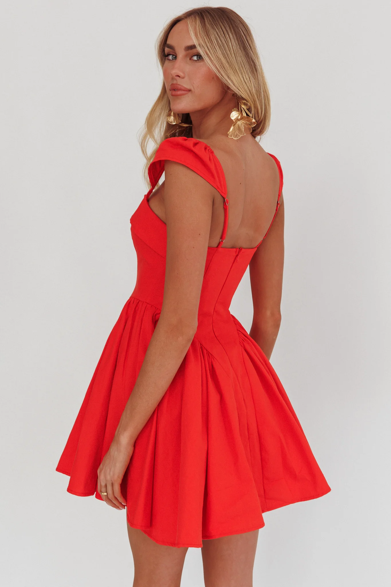 Morning Meadows Button Front Mini Dress Red