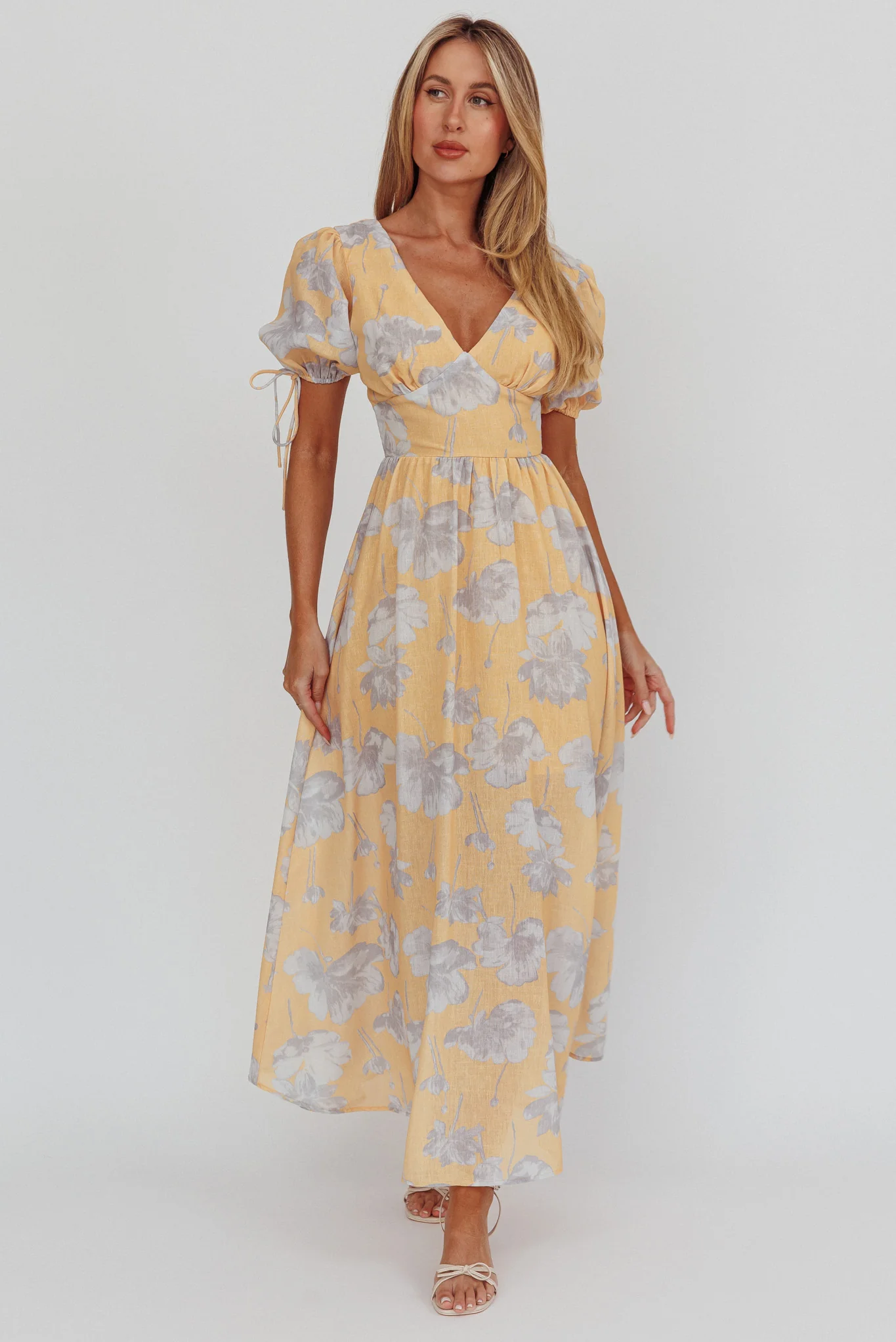 Loveberry Puff Sleeve A-Line Maxi Dress Pumpkin