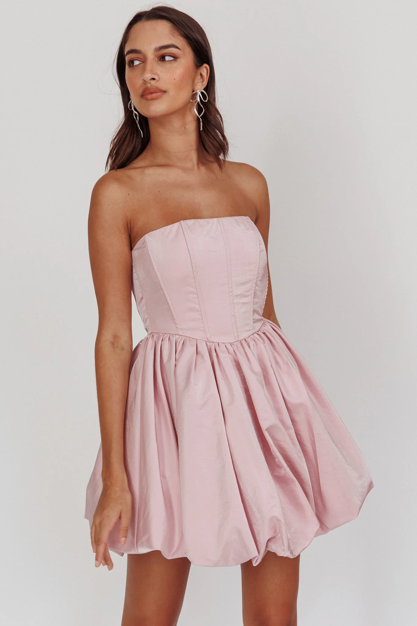 Radiant Strapless Bubble Mini Dress Pink
