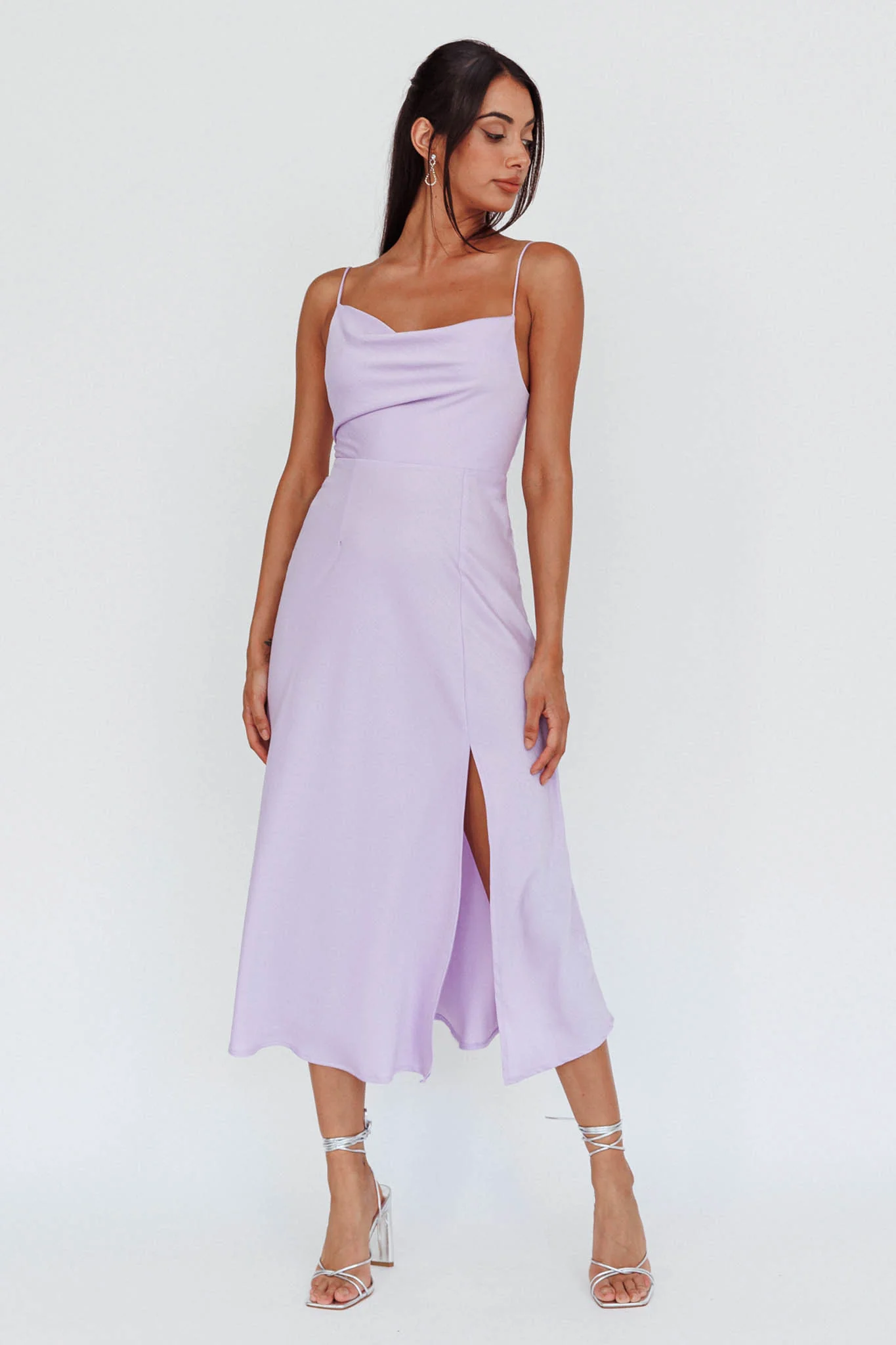 Suki Front Split Midi Dress Lilac