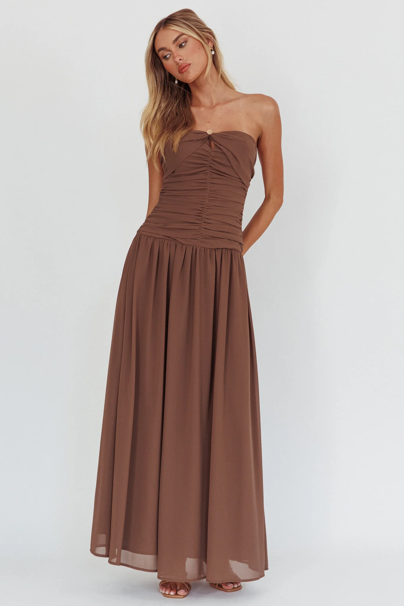 High Streets Strapless Maxi Dress Mocha