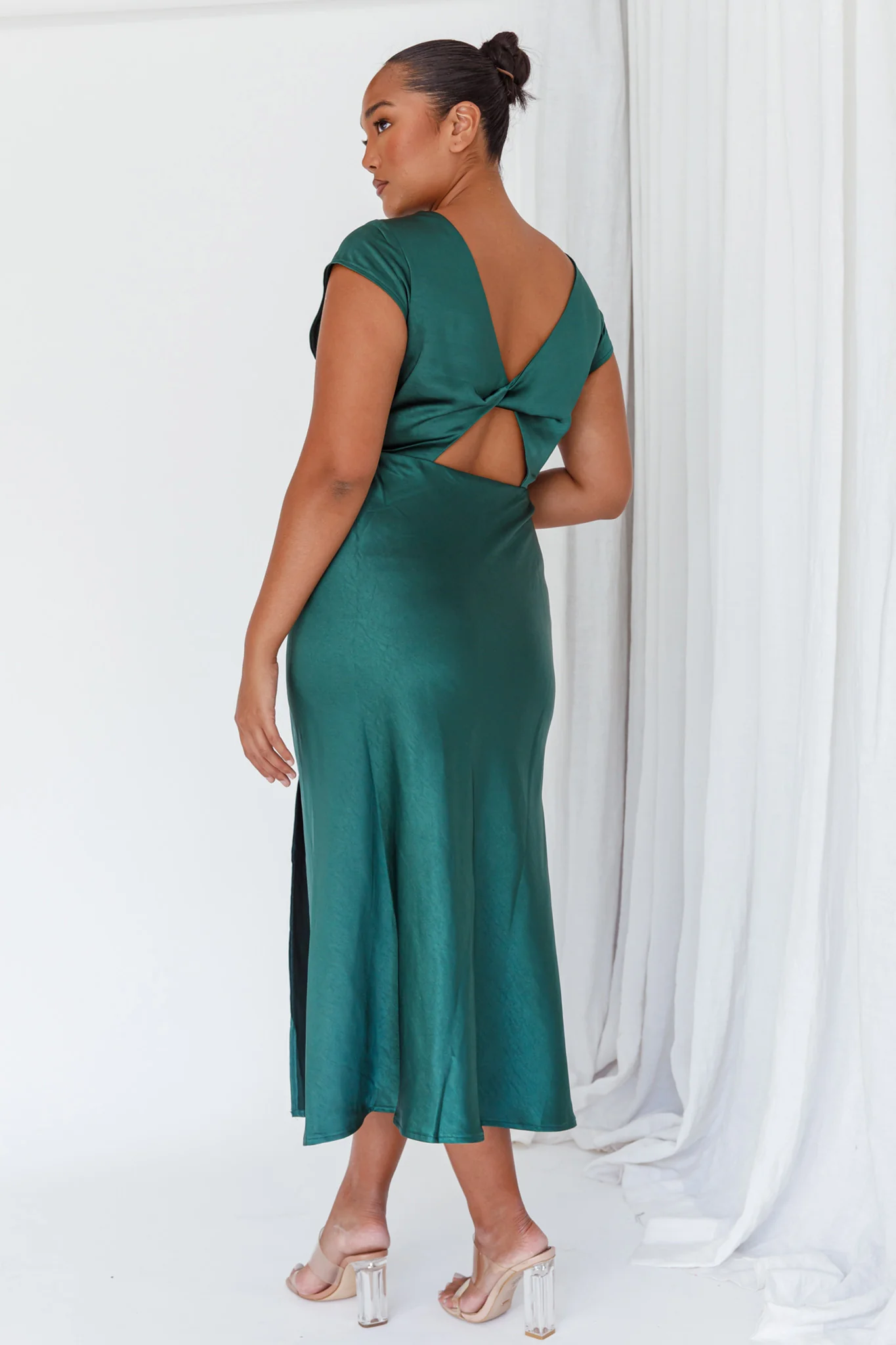 Lucinda Twist Back Midi Dress Jade