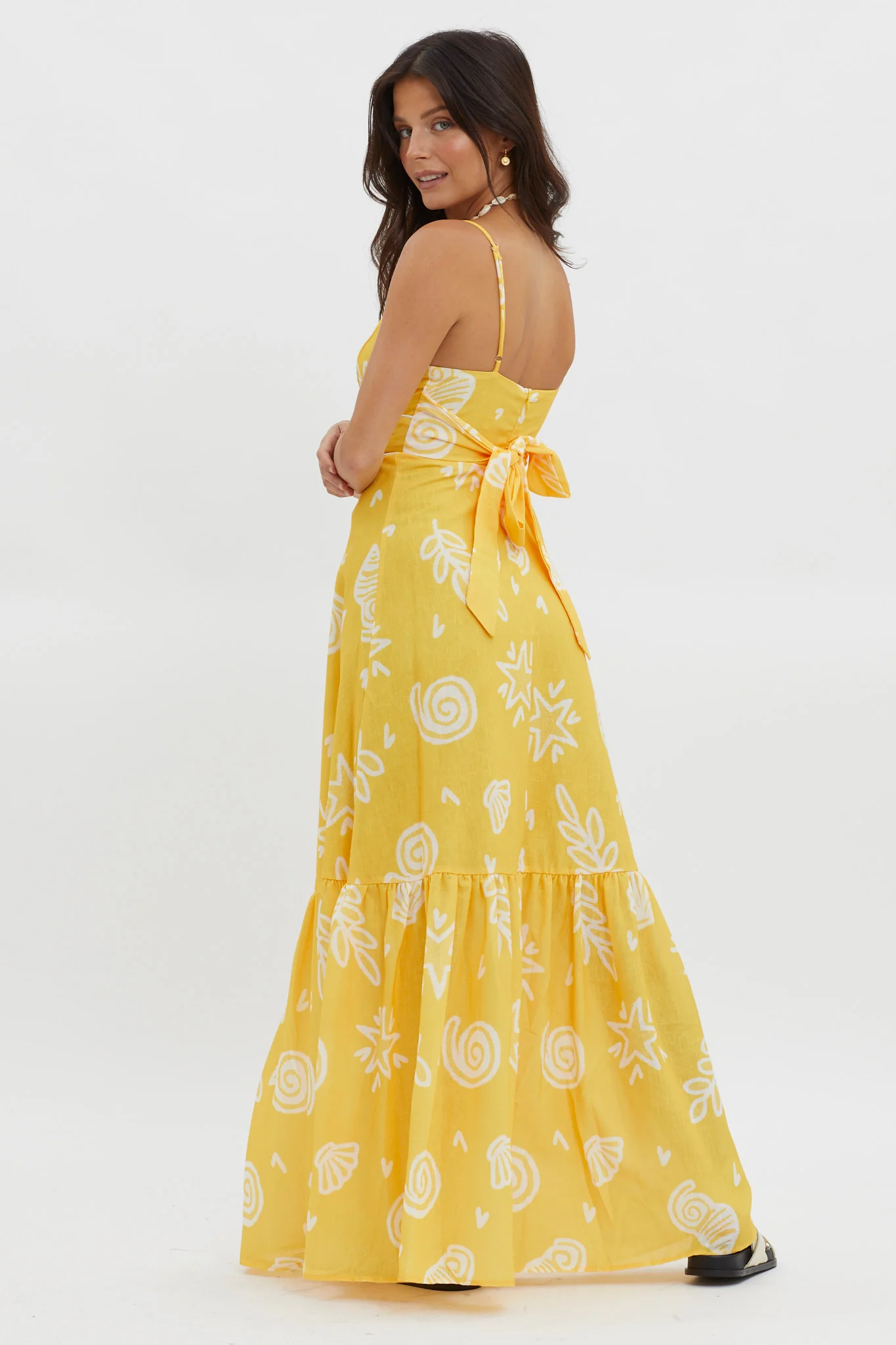 Later Days Cami Strap Maxi Dress Print Yellow