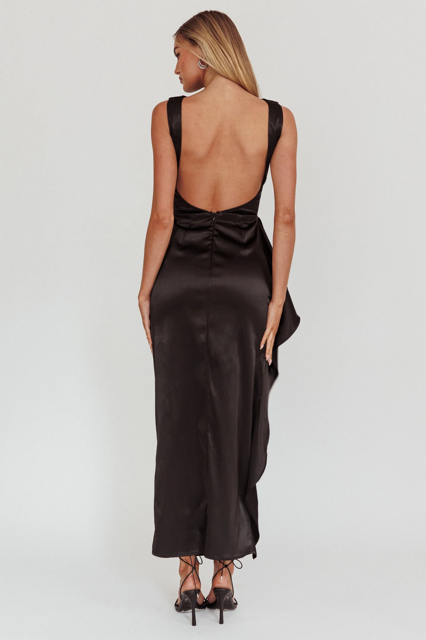Kamillia Boat Neck Split Maxi Dress Black