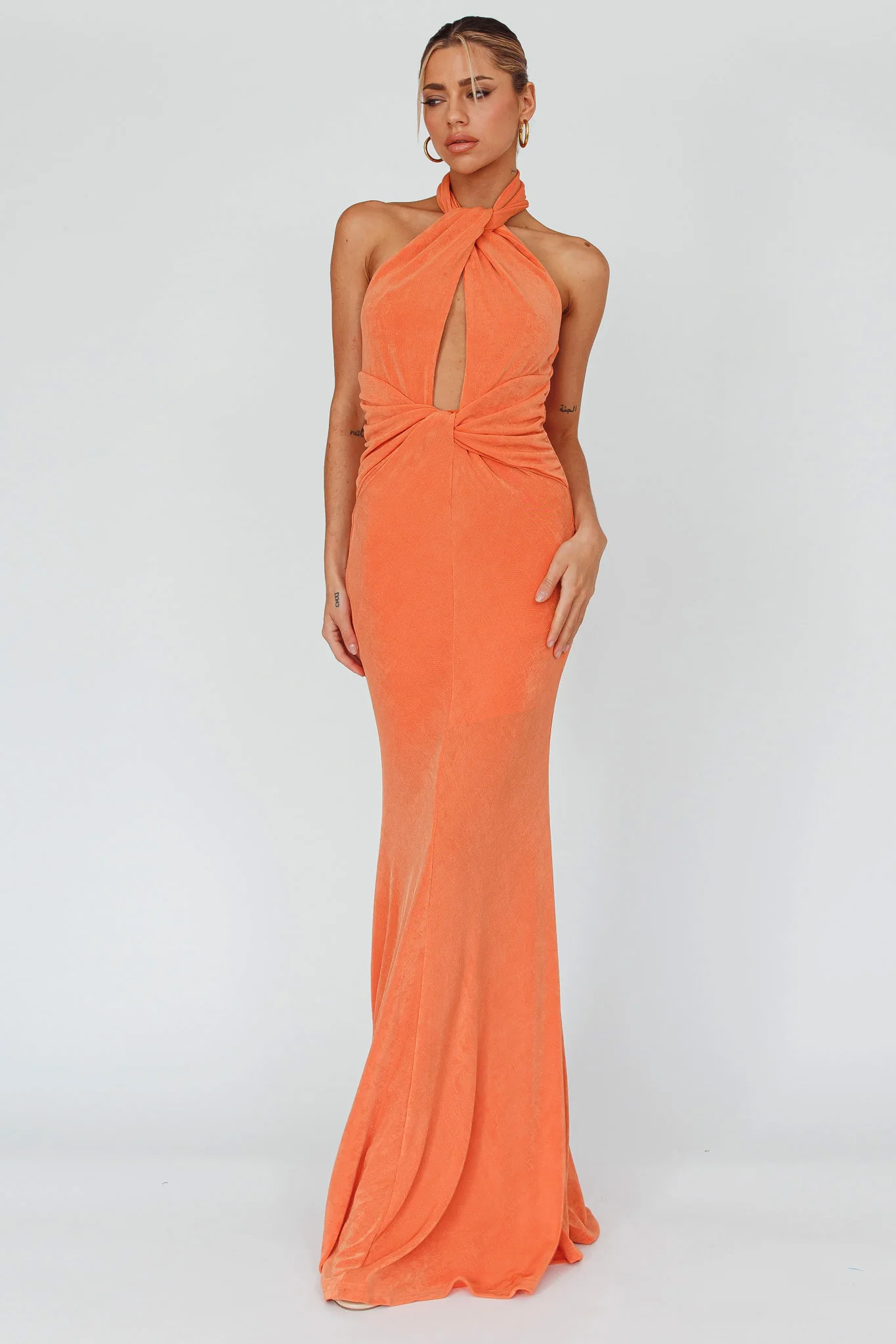 Ileana Twist Bodice Maxi Dress Orange