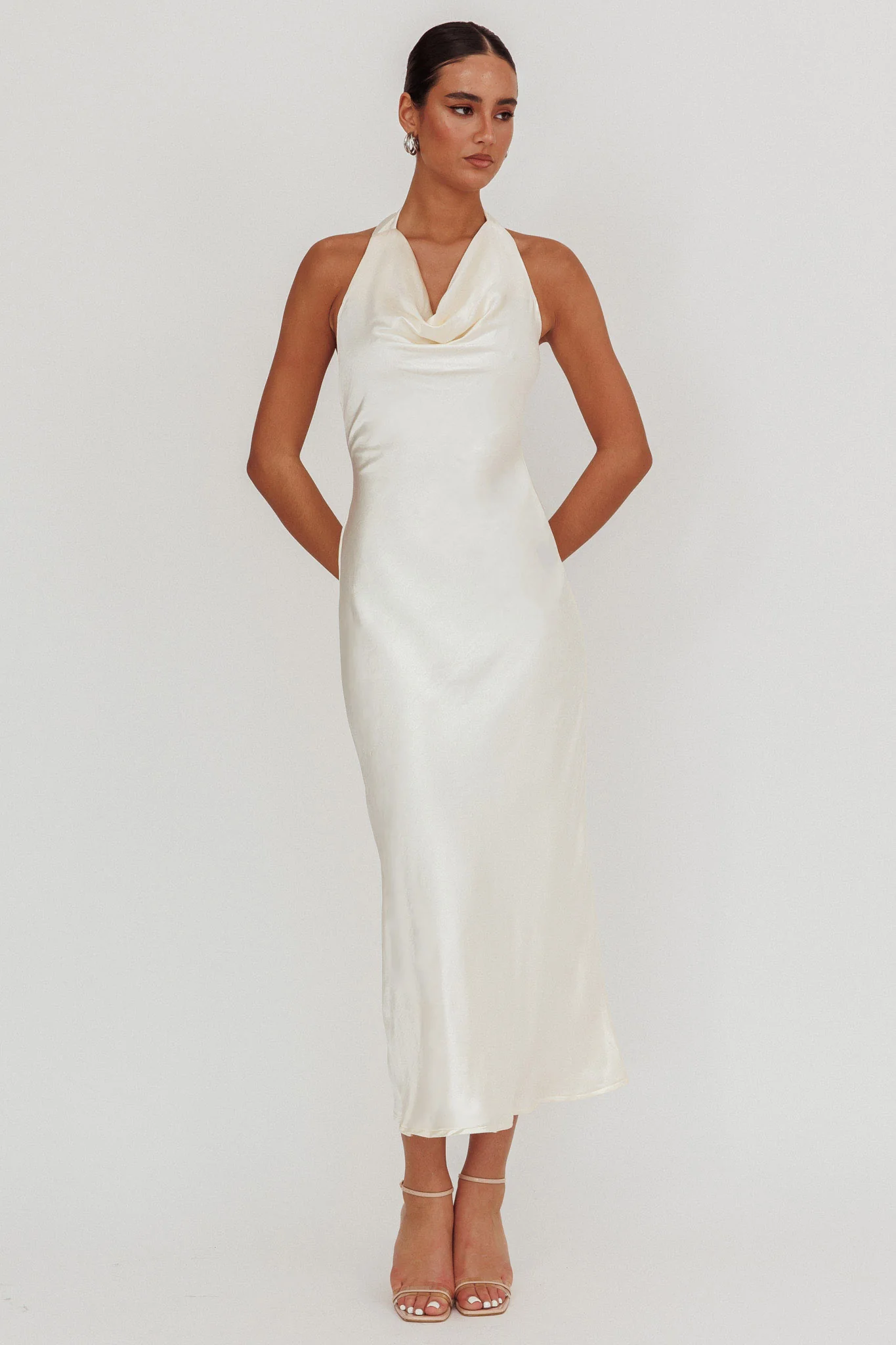 Element Halterneck Maxi Dress Champagne