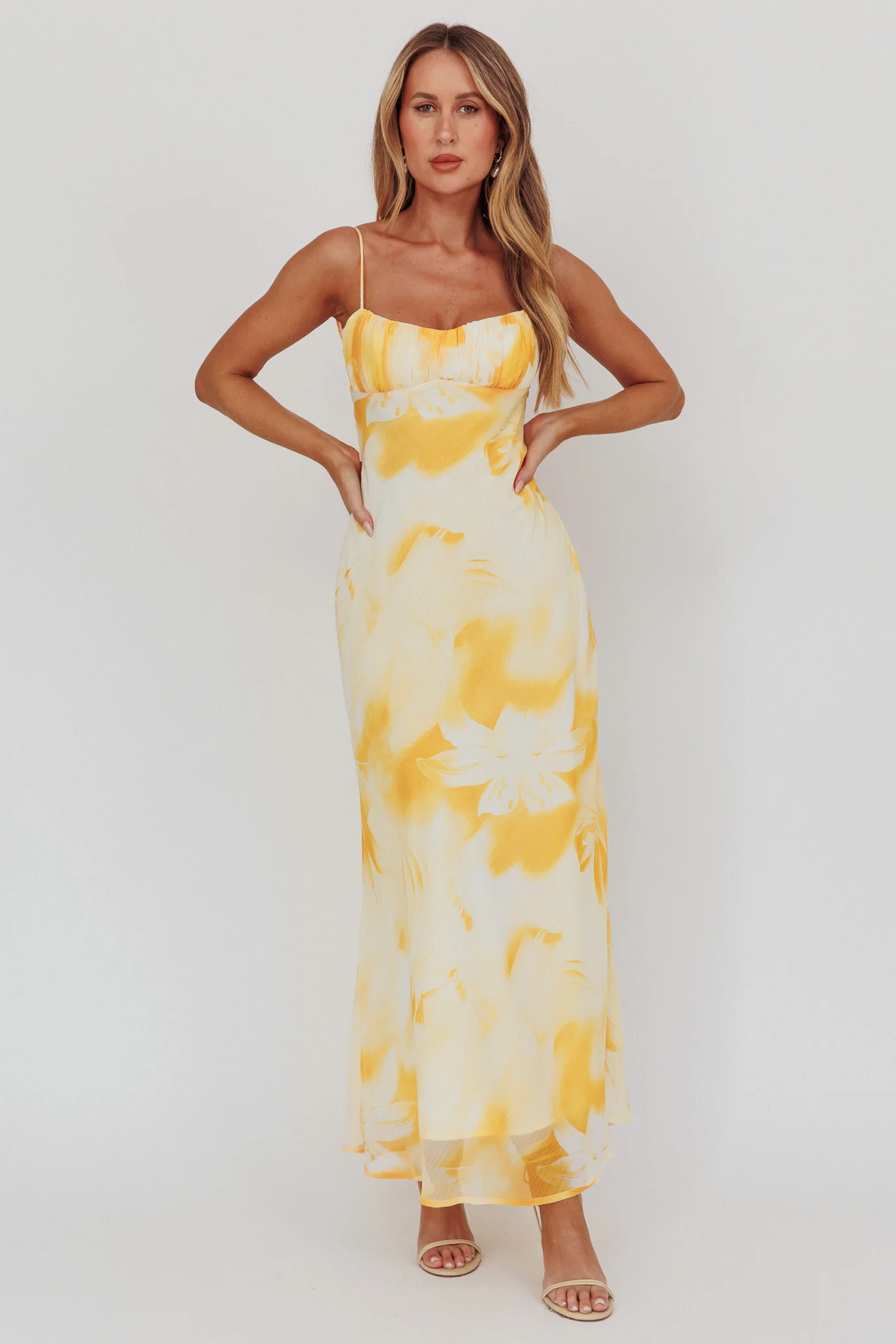 Nerida Low Back Twist Maxi Dress Lily Yellow