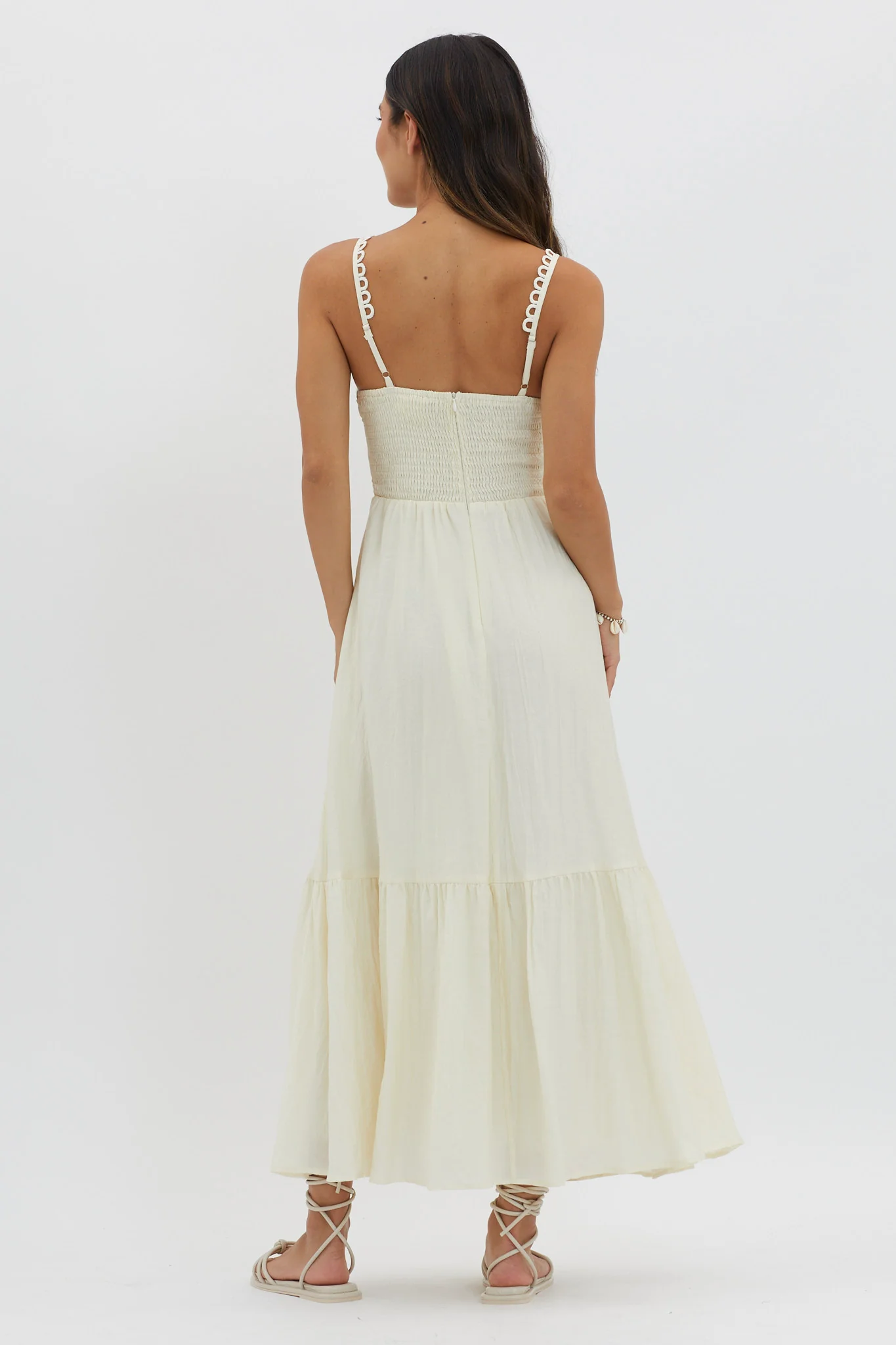 Golden Suns Scallop Trim Midi Dress Butter