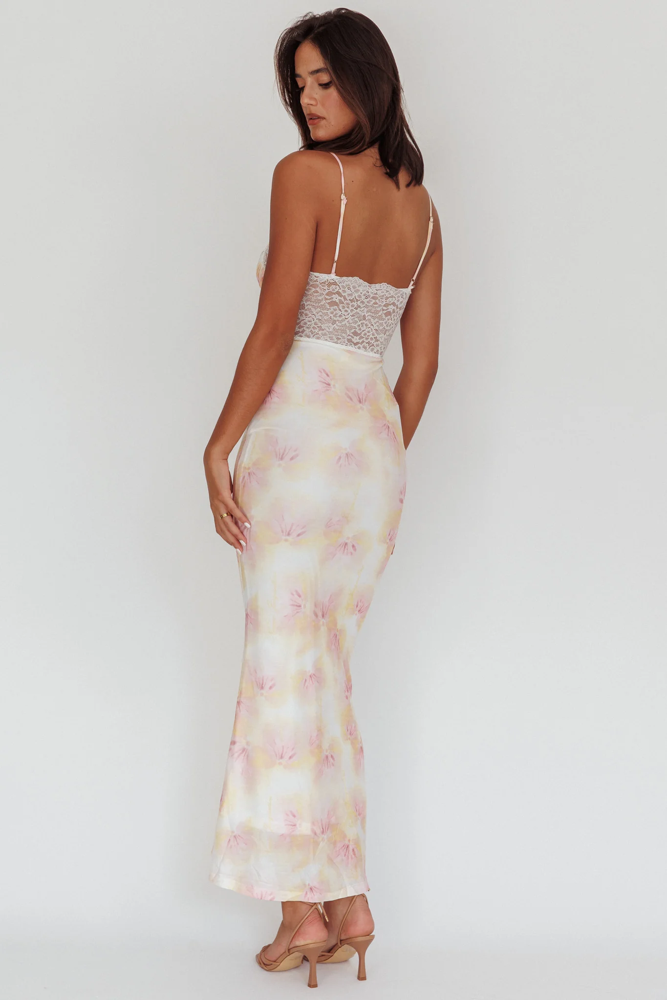 Super Shy Floral Lace Maxi Dress Pink