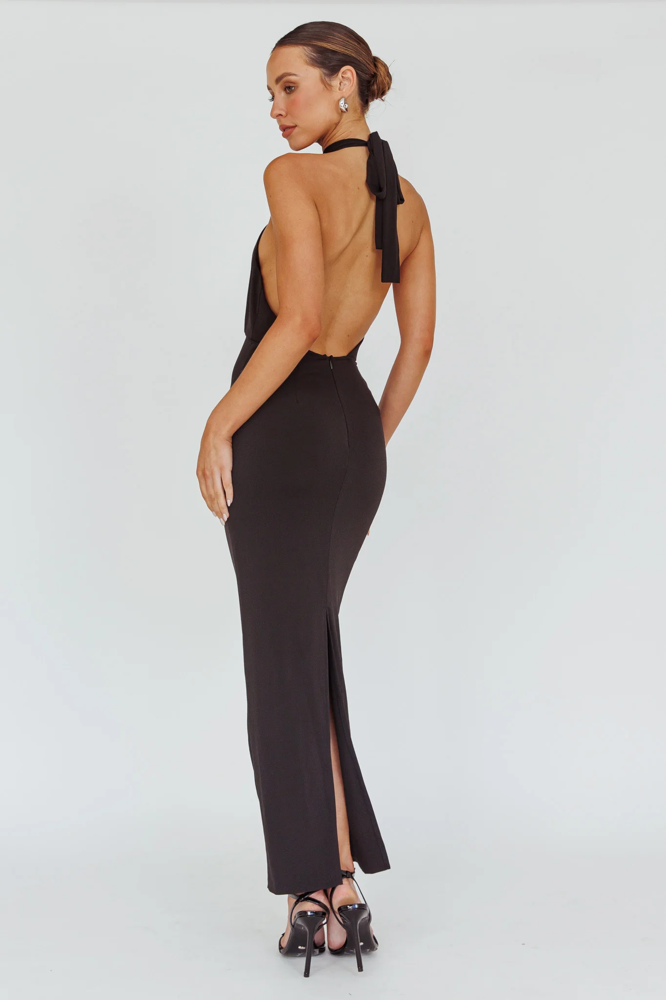 Simha Rose Halterneck Midi Dress Black