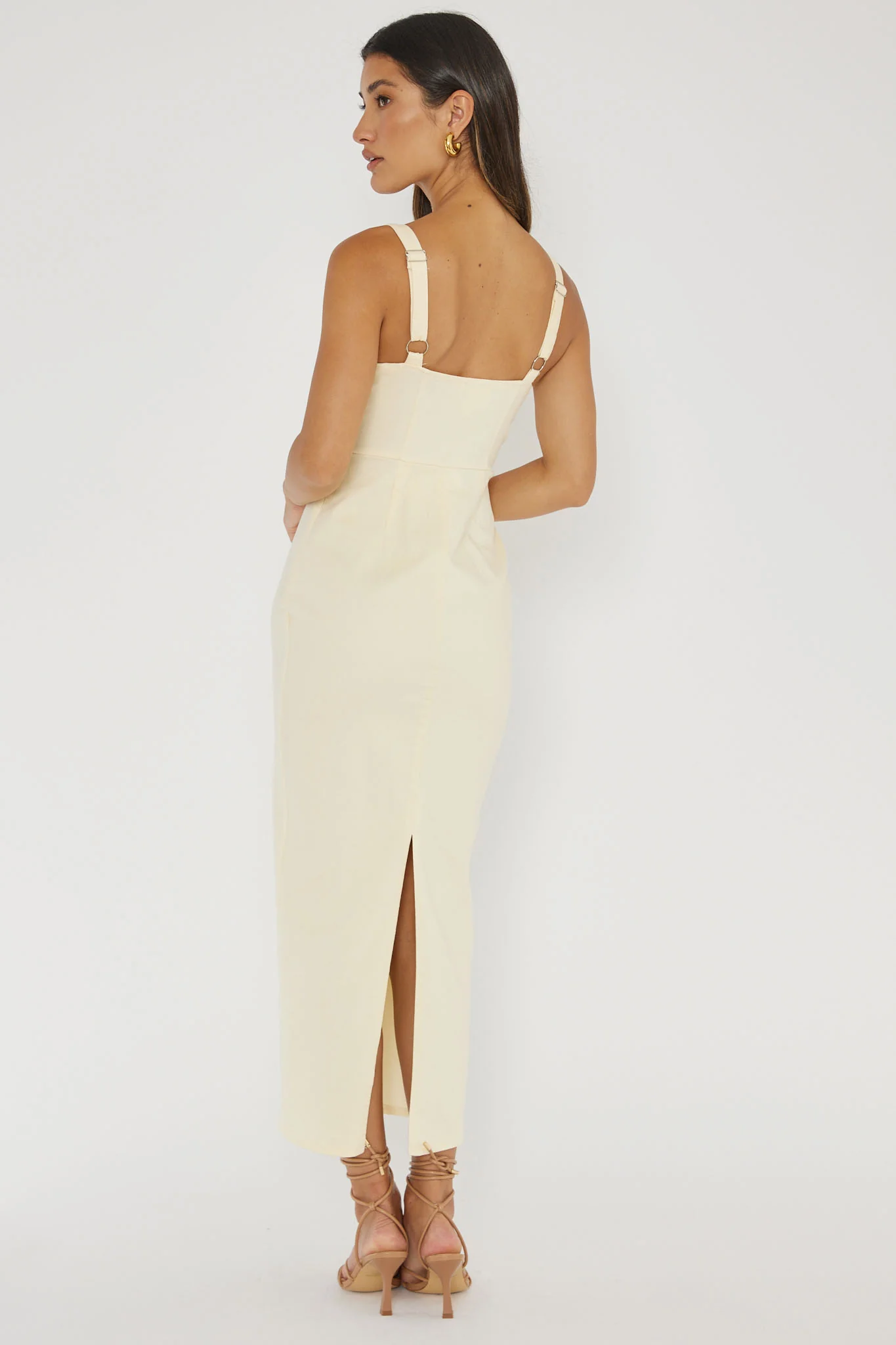 Sweet Pea Tied Bust Midi Dress Butter