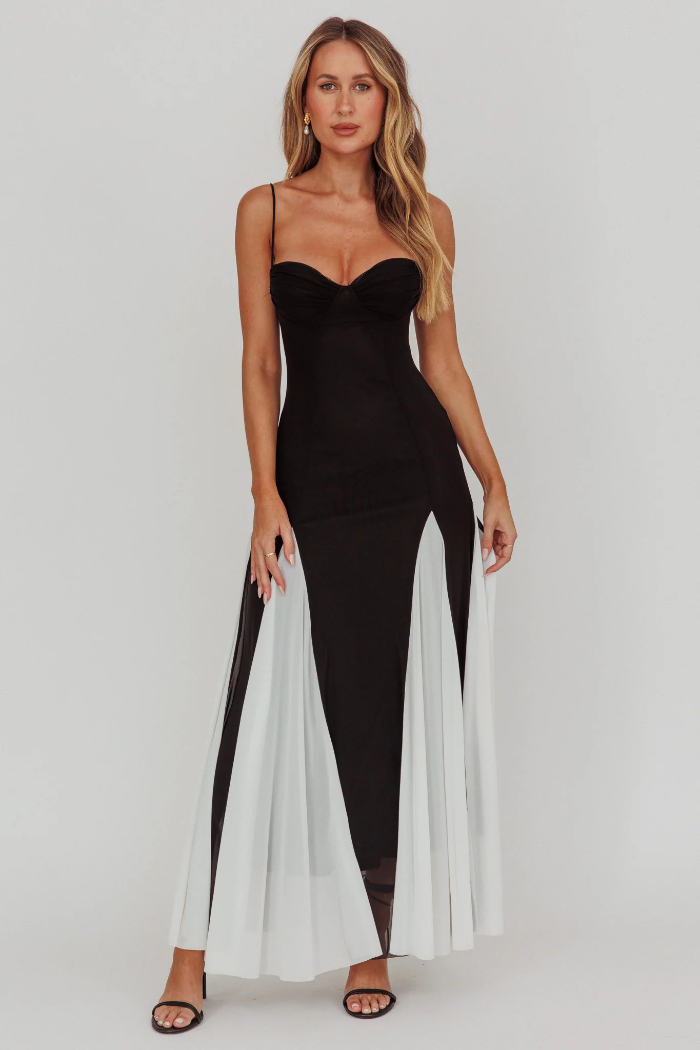 All Mine Godet Hem Maxi Dress Black