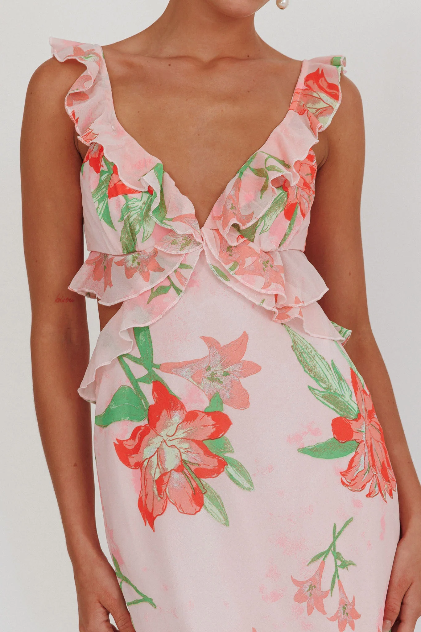 Second Chances Ruffle Trim Maxi Dress Lily Orange