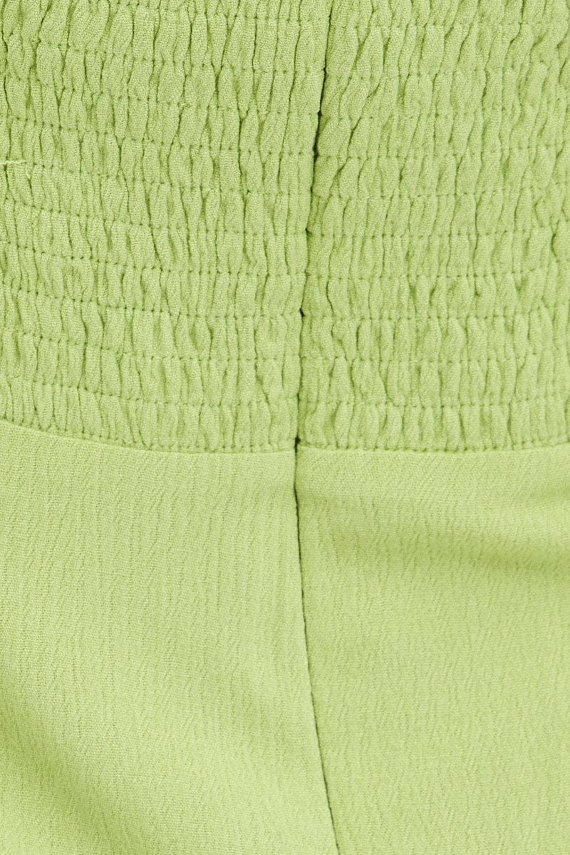 Green Mini Dress Ruched Bust Long Sleeve