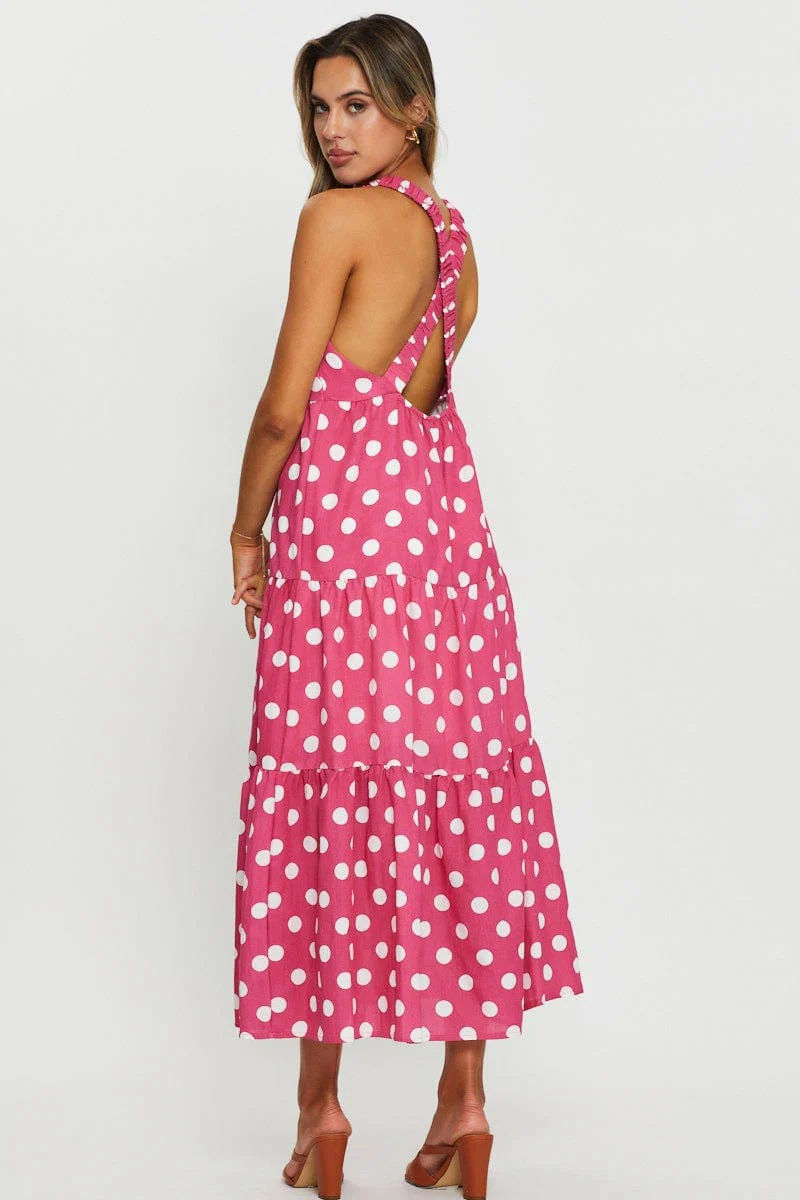 Polka Dot Maxi Dress Sleeveless