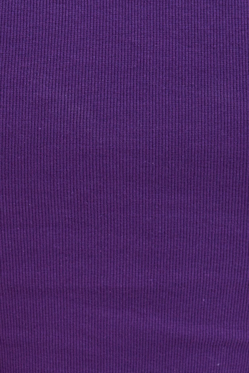 Purple Bodycon Dress Sleeveless Midi Rib