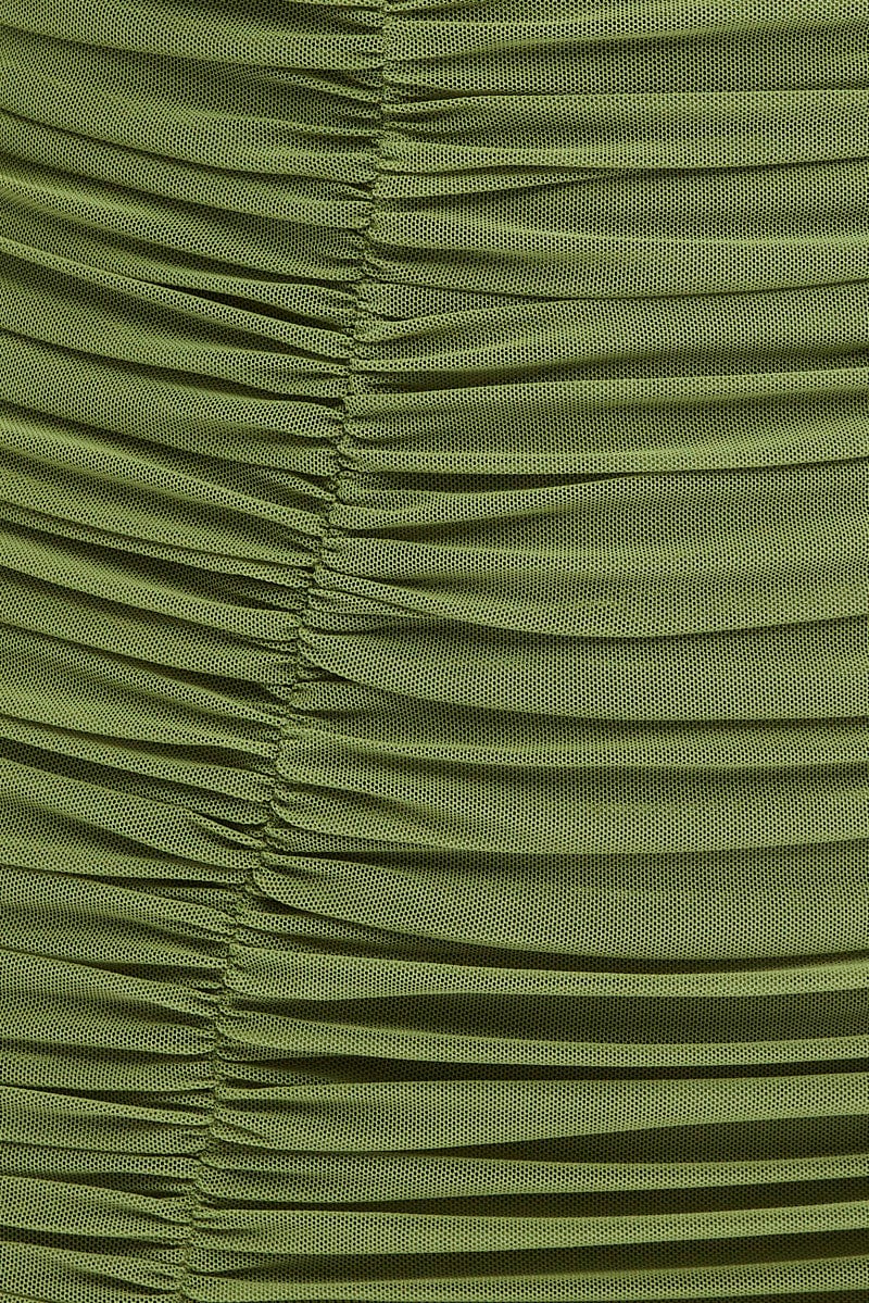 Green Bodycon Dress Corset Detail Mesh