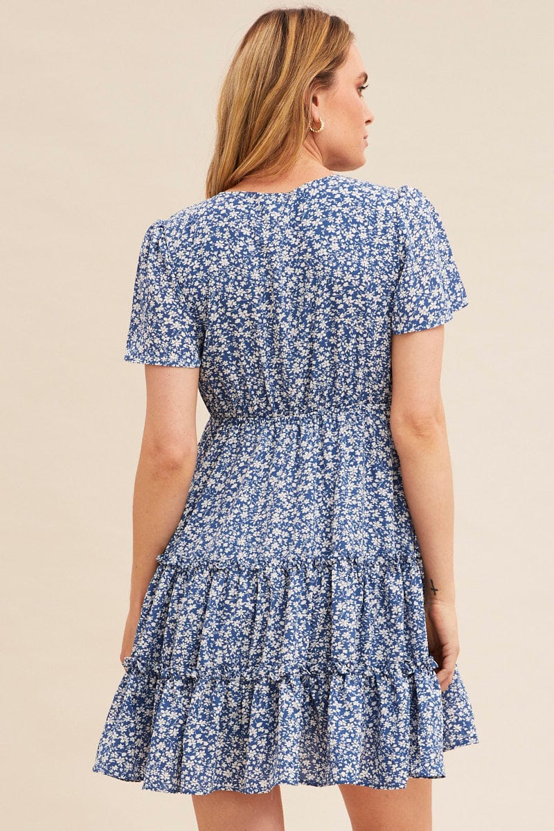 Print Short Sleeve Mini Skater Dress
