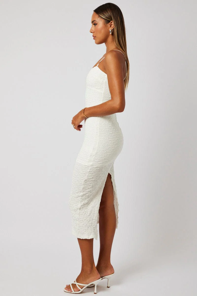 White Textured Bodycon Dress