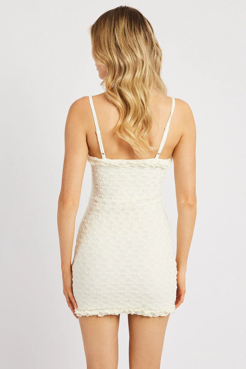 White Bodycon Dress Singlet Lace Mini
