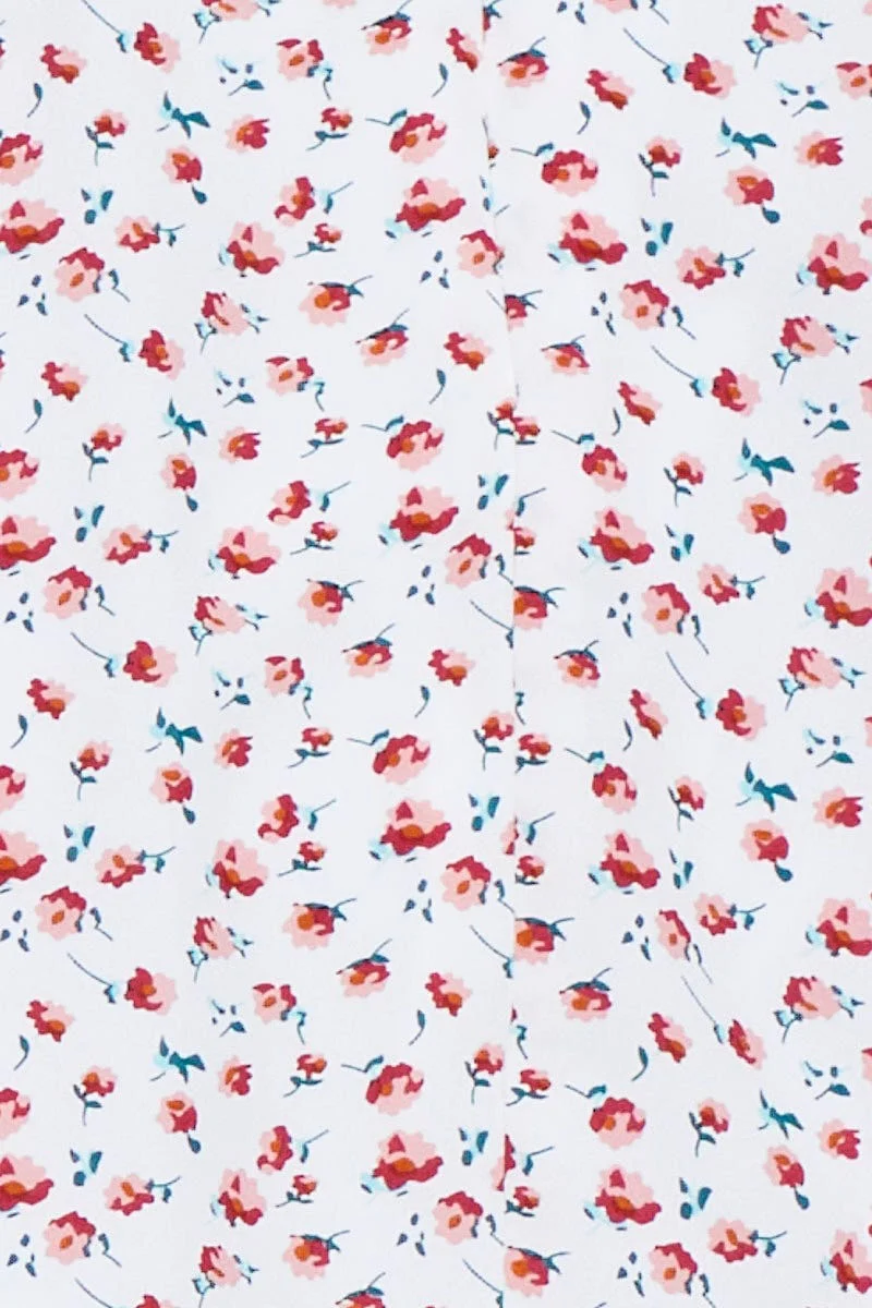 Print Fit And Flare Dress Short Sleeve V Neck