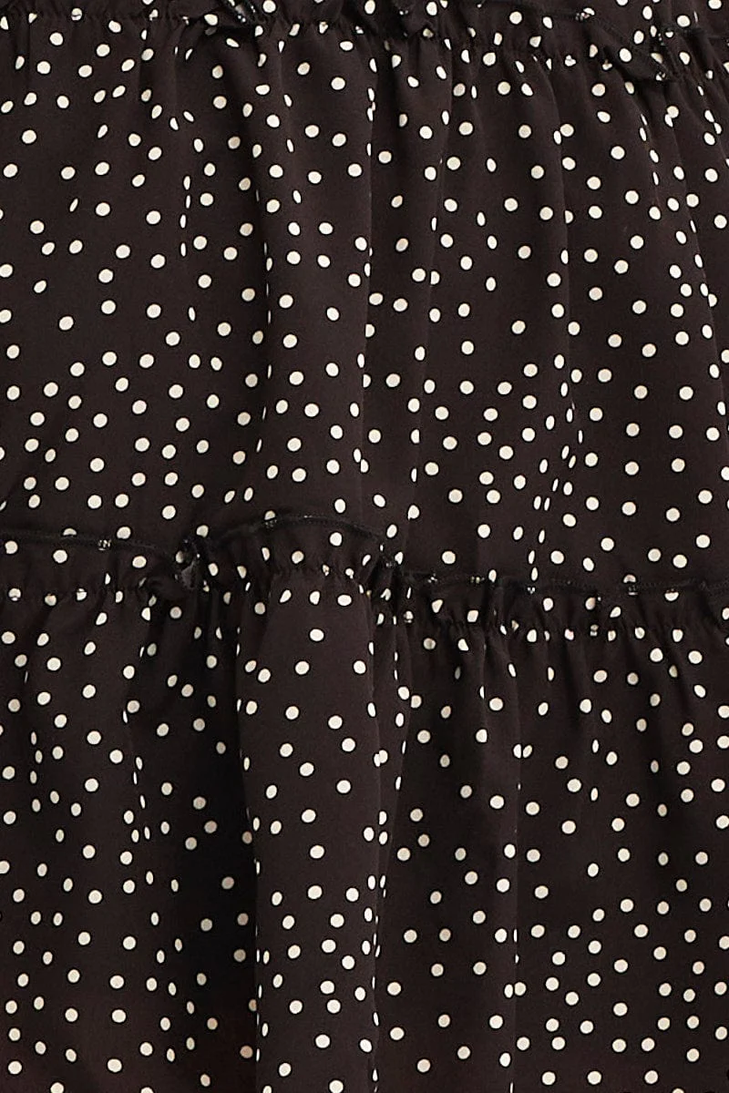 Polka Dot Skater Dress Mini V Neck Sleeveless