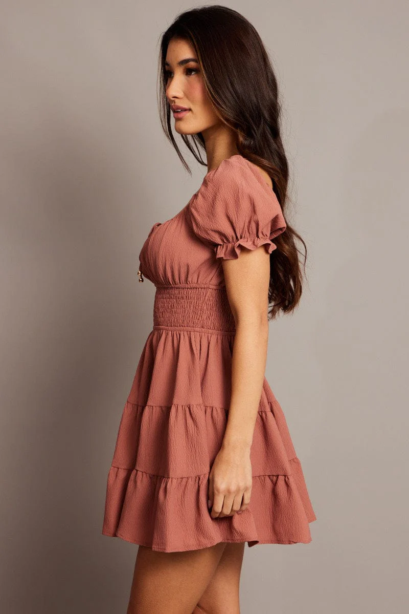 Pink Fit And Flare Dress Mini