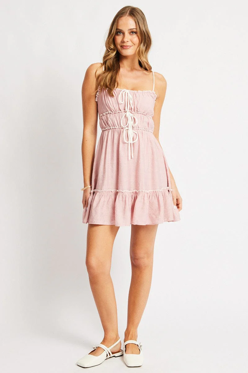 Pink Fit And Flare Dress Mini