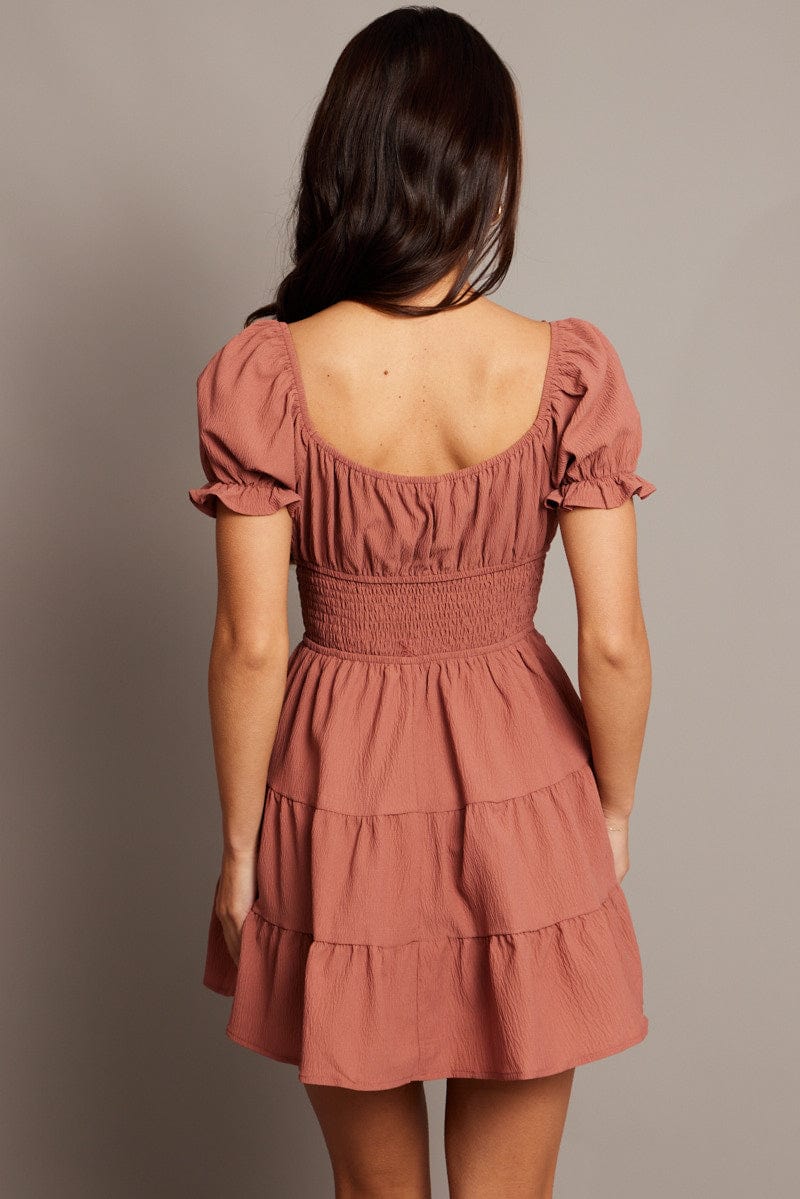 Pink Fit And Flare Dress Mini