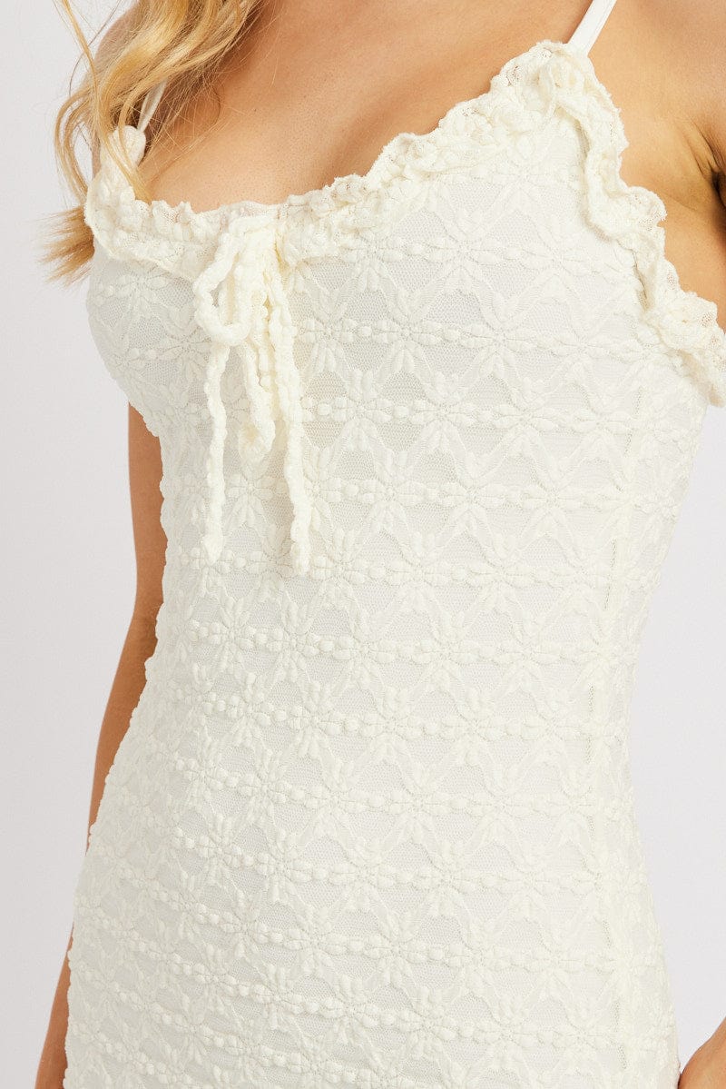 White Bodycon Dress Singlet Lace Mini
