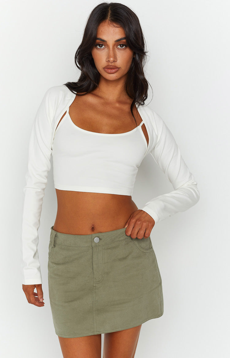 Alaia Khaki Low Rise Mini Skirt