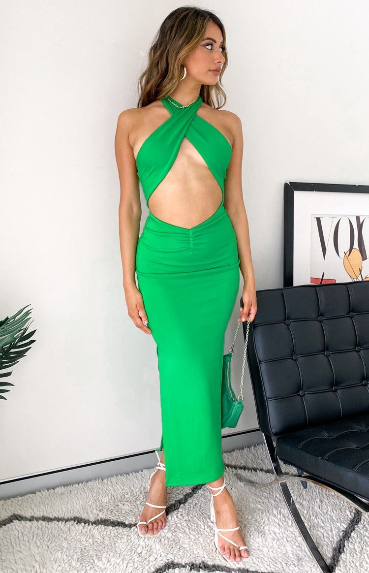 Sofia Halter Midi Dress Green
