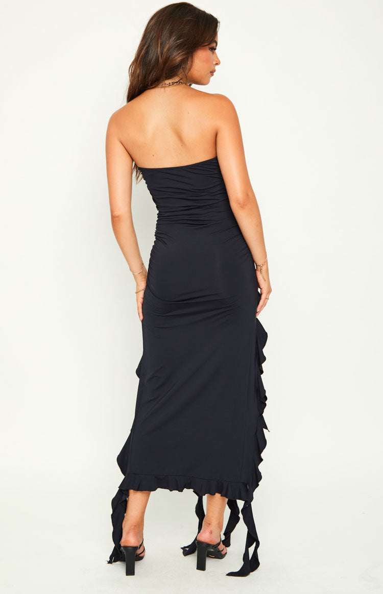 Lioness Rendezvous Black Strapless Midi Dress