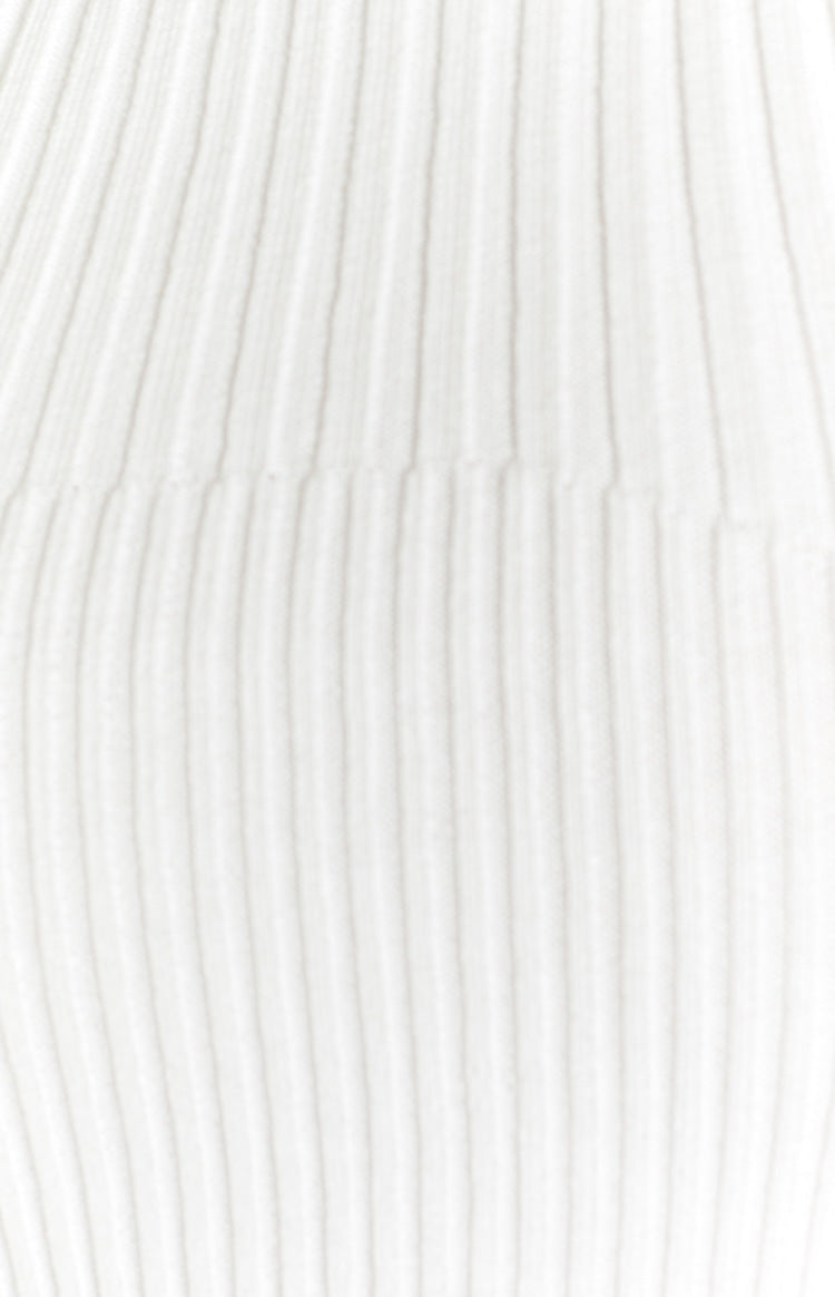 Kezia White High Neck Knit Top
