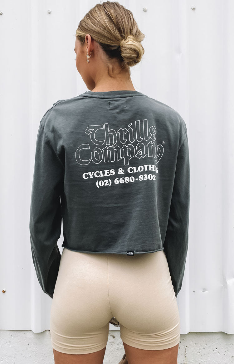 Thrills Sacred Merch Crop LS Tee - Merch Black