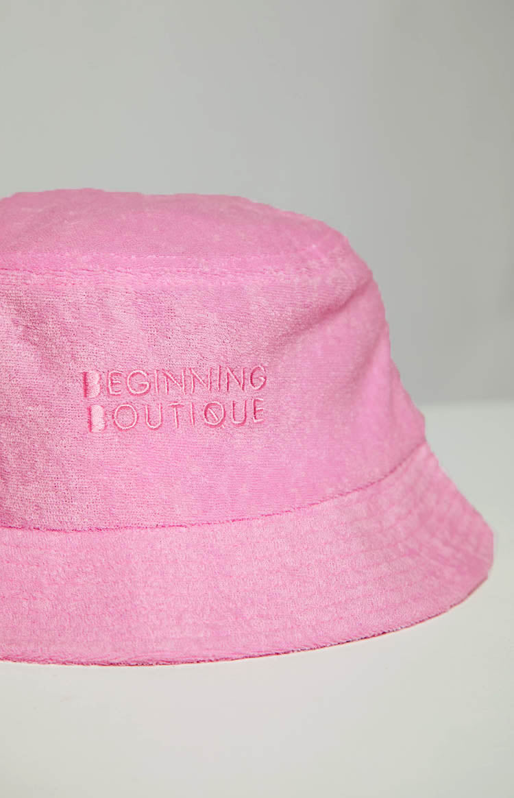Beginning Pink Terry Towel Bucket Hat
