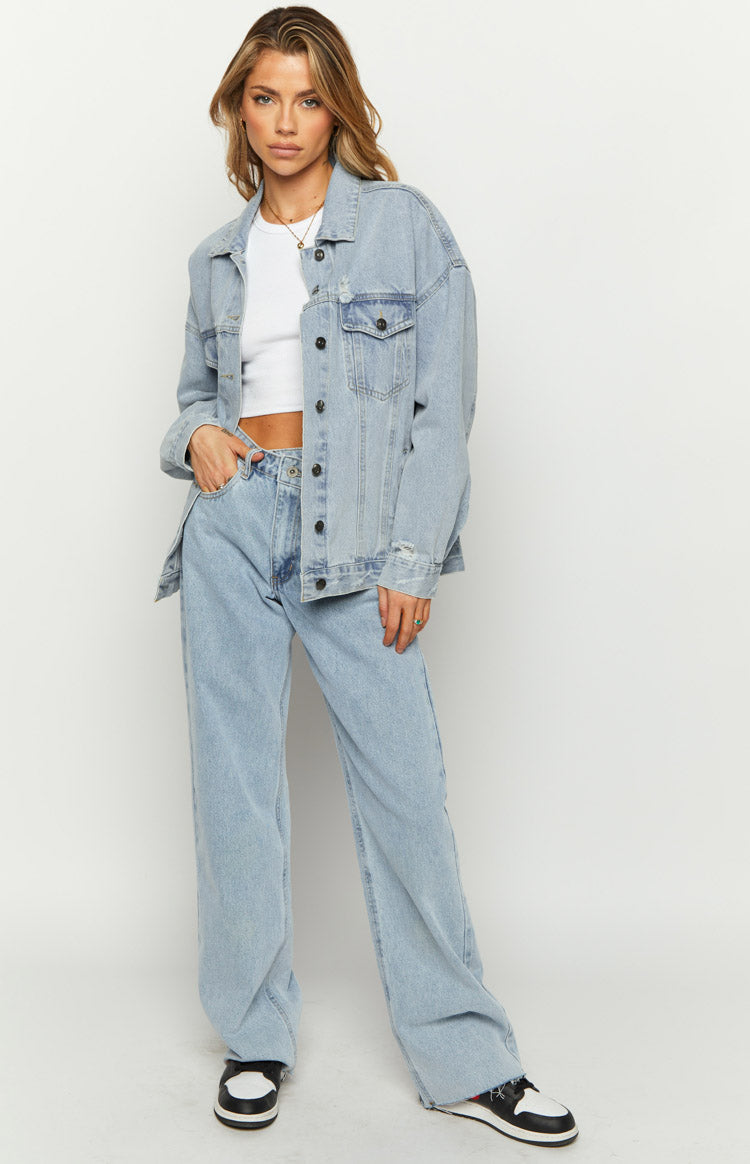 Casual Chic Light Wash Denim Jacket
