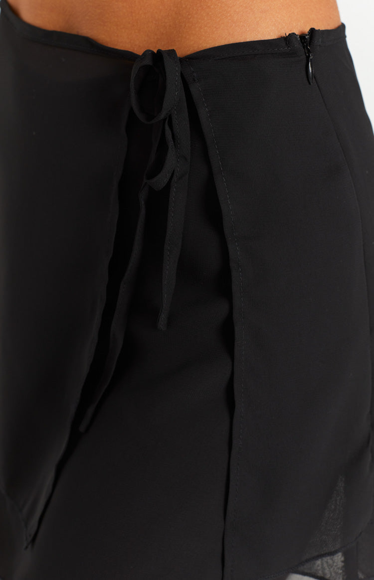 Angelina Black Chiffon Mini Skirt