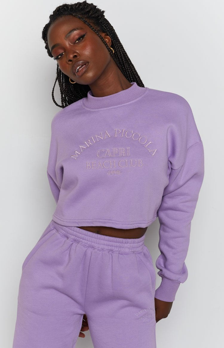Capri Beach Cropped Crew Lilac