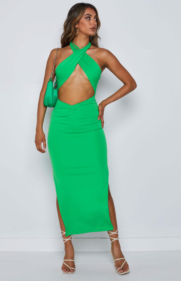 Sofia Halter Midi Dress Green