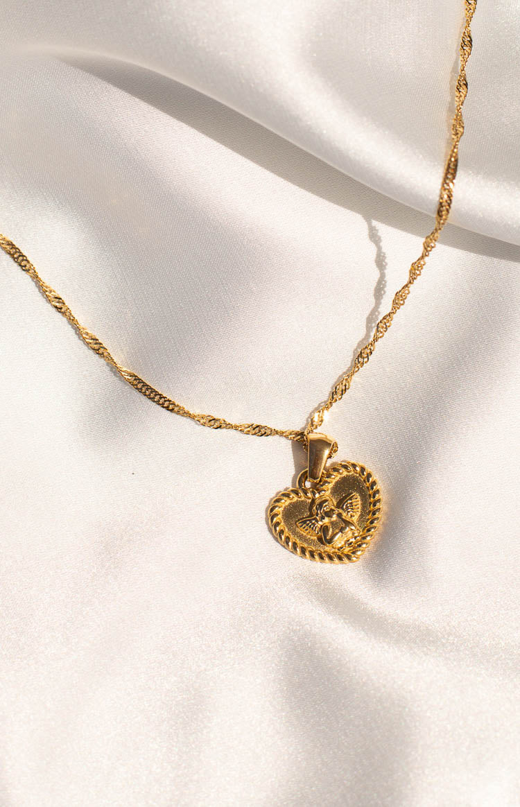 Angel Girl Gold Stainless Steel Necklace