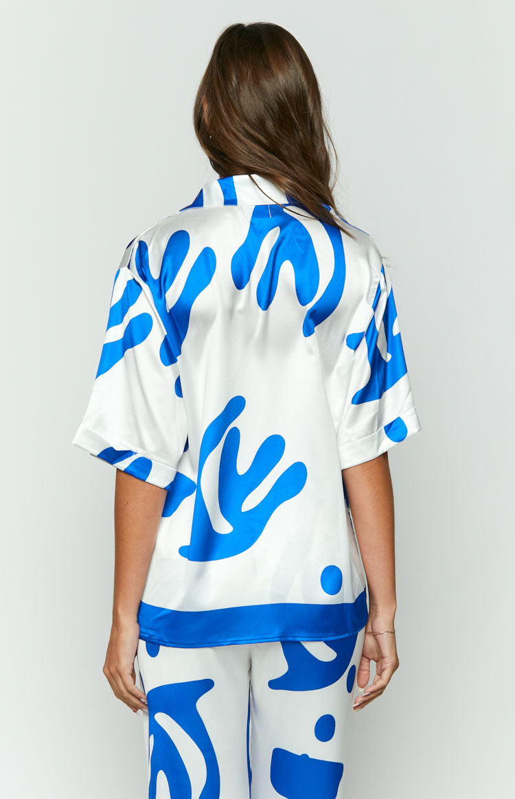 Karren Blue Print Top