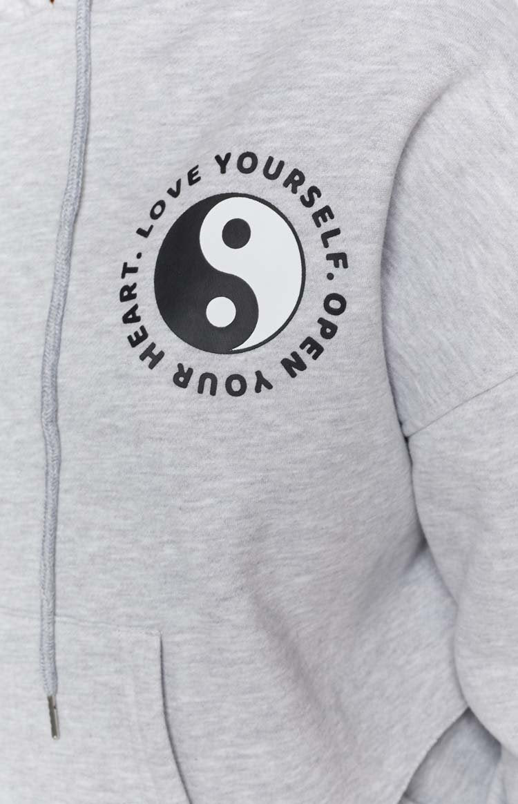 Yin Yang Hoodie Grey Marle