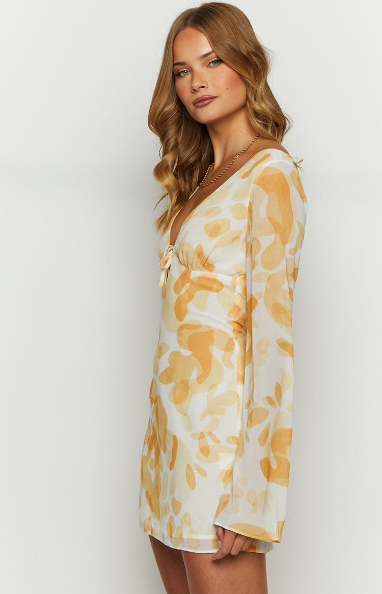 Emmerson Yellow Print Long Sleeve Mini Dress