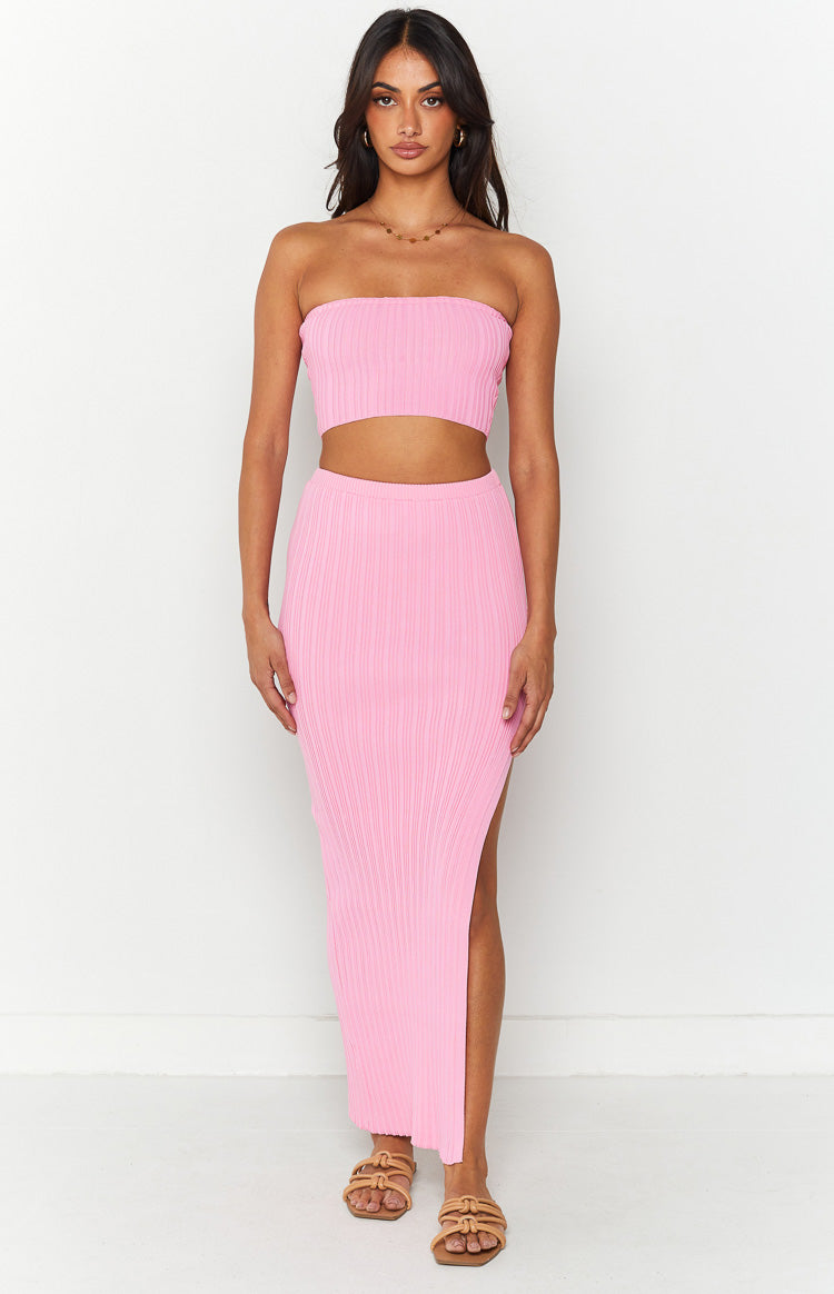 Summertime Pink Knit Bandeau Top