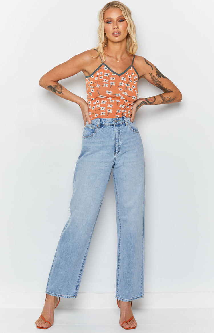 White Blossom Crop Top Orange