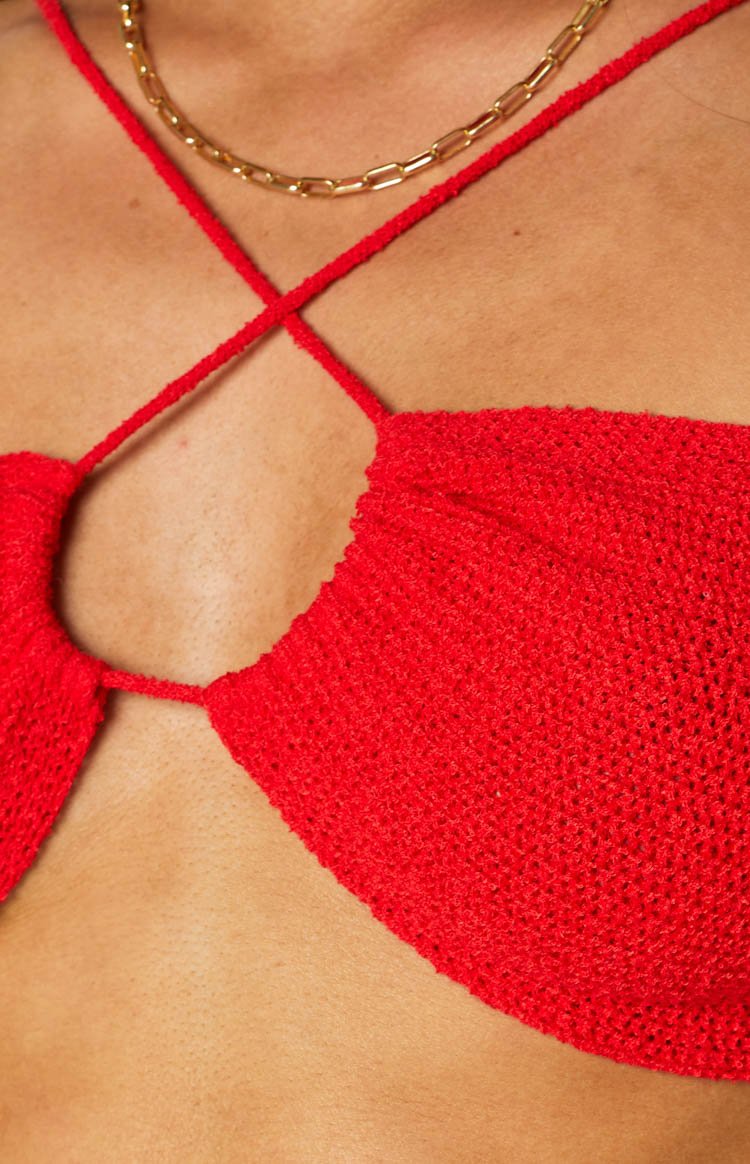 Seoul Red Halter Crop Top